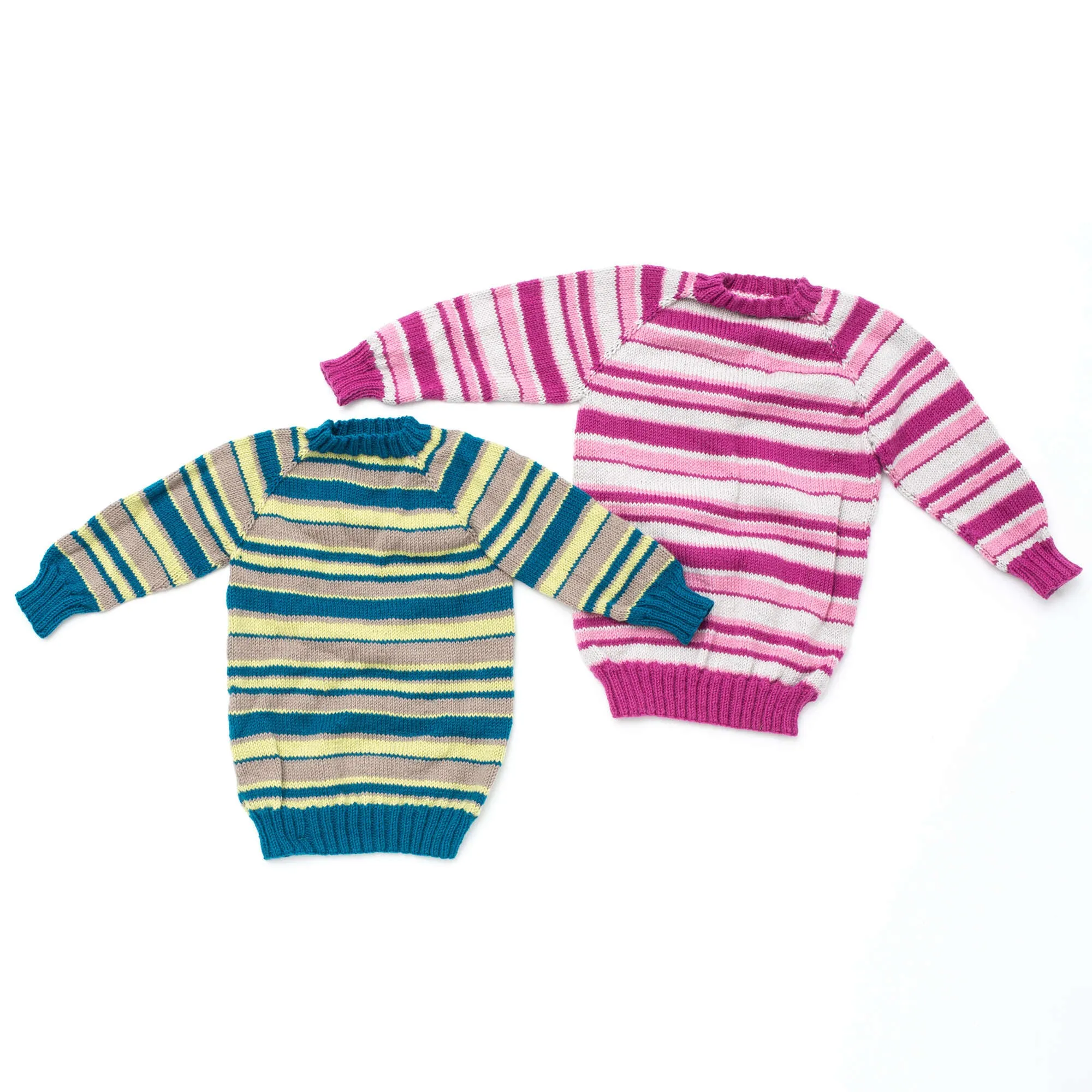 Patons Knit Kids Top-Down Striped Sweater