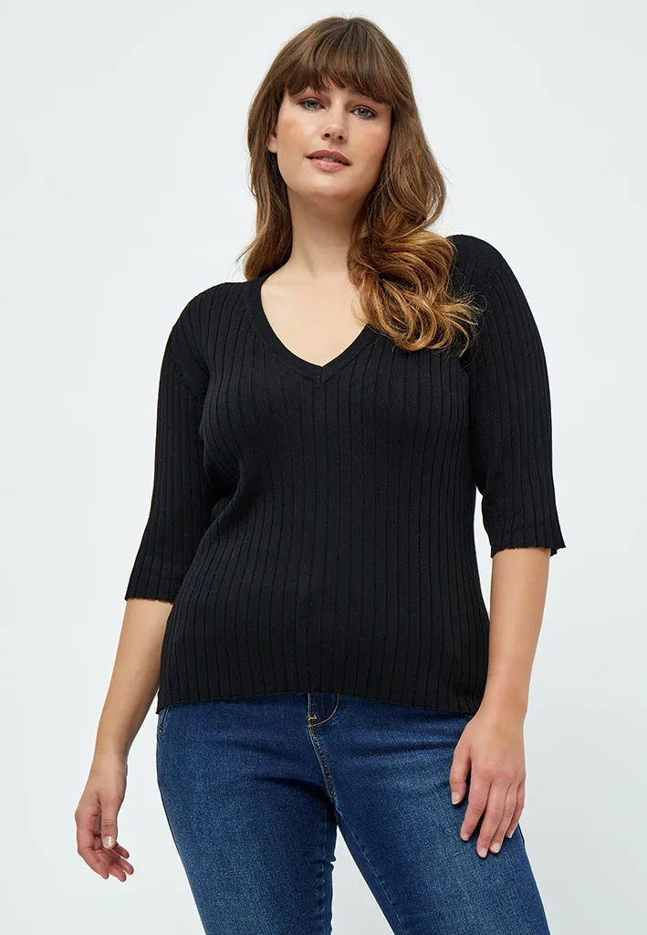 PCTana V Rib Pullover Curve - Black