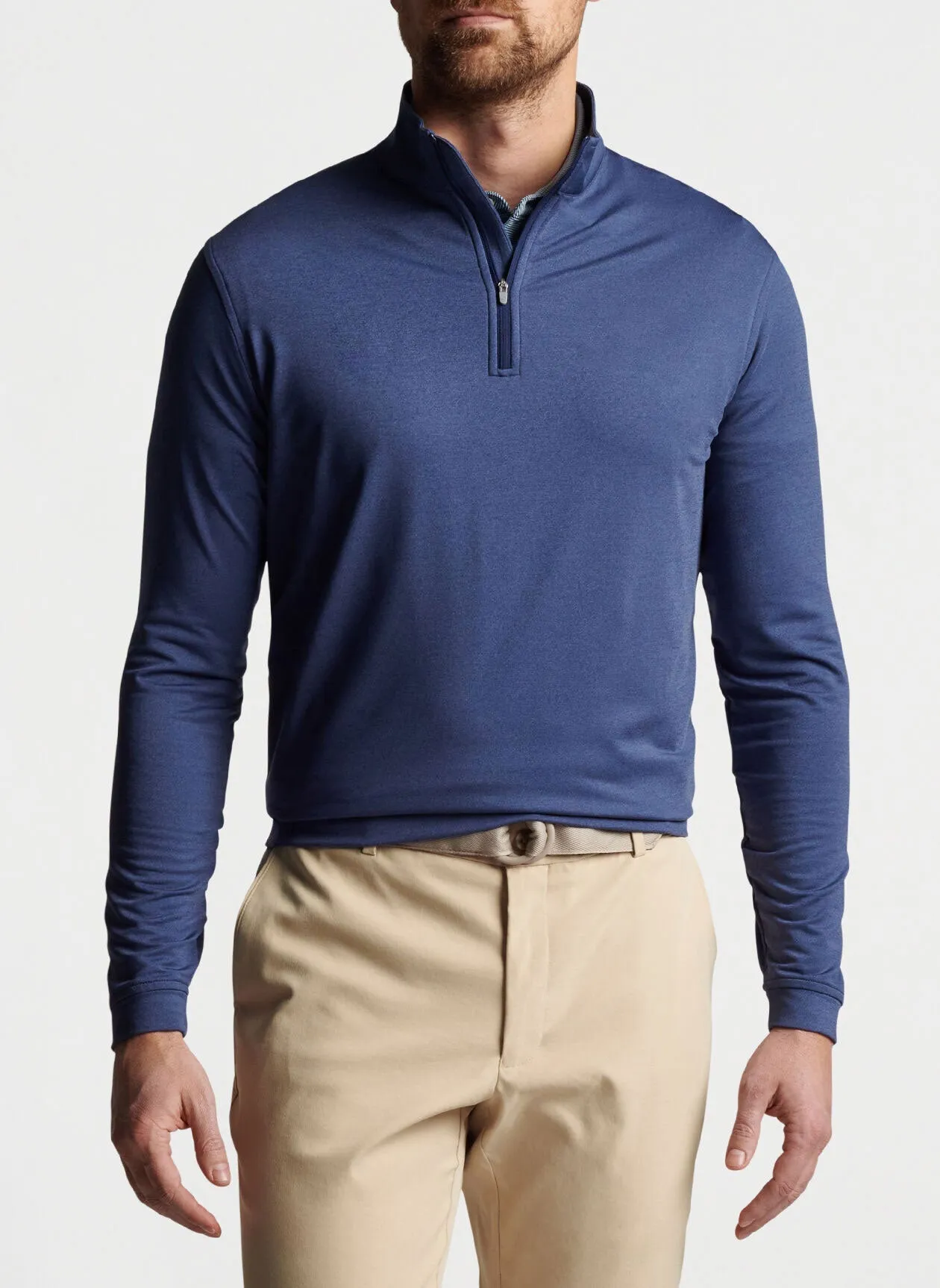 Peter Millar Perth Melange Custom Quarter Zips, Navy