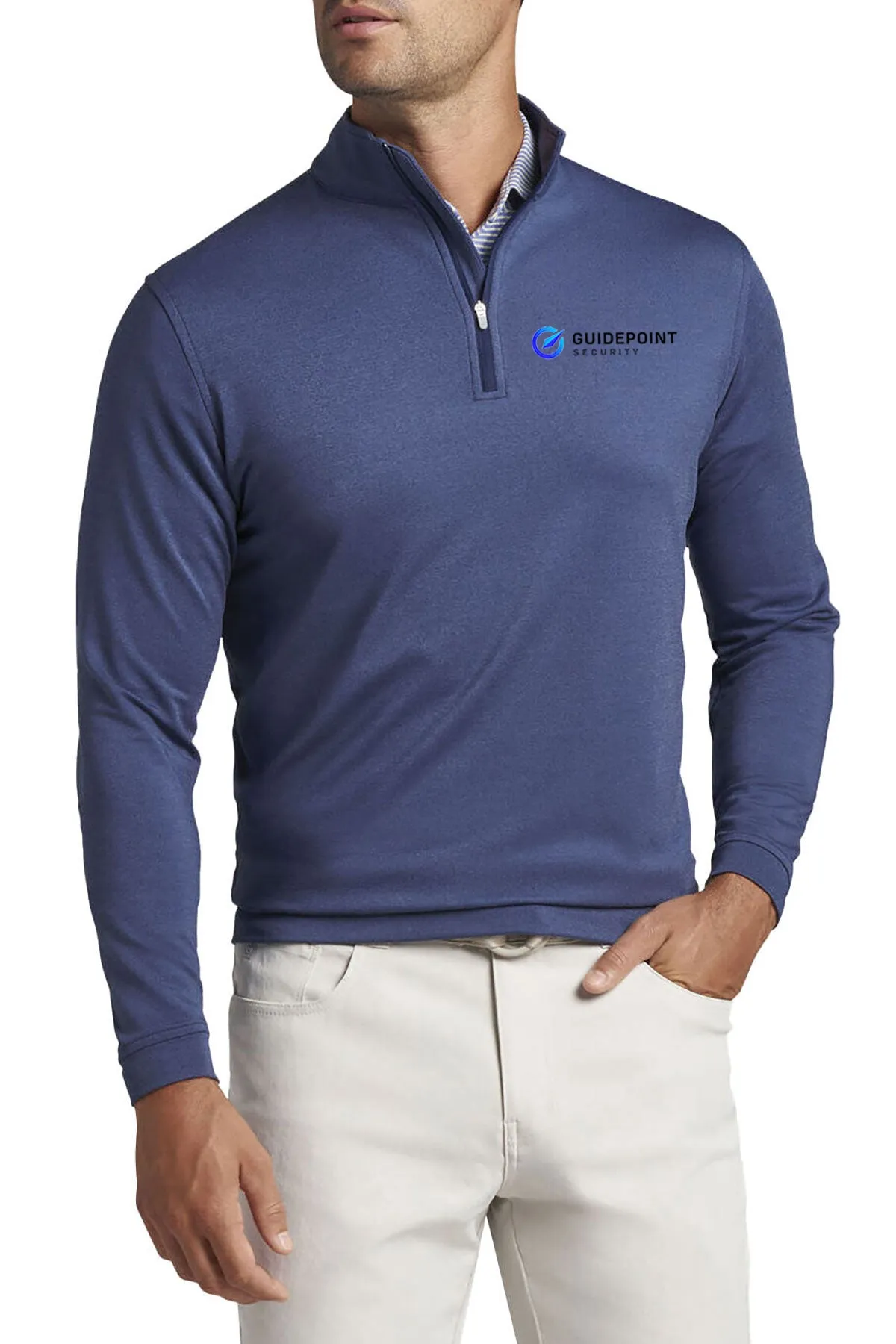 Peter Millar Perth Melange Quarter-Zip, Navy [GuidePoint Security]