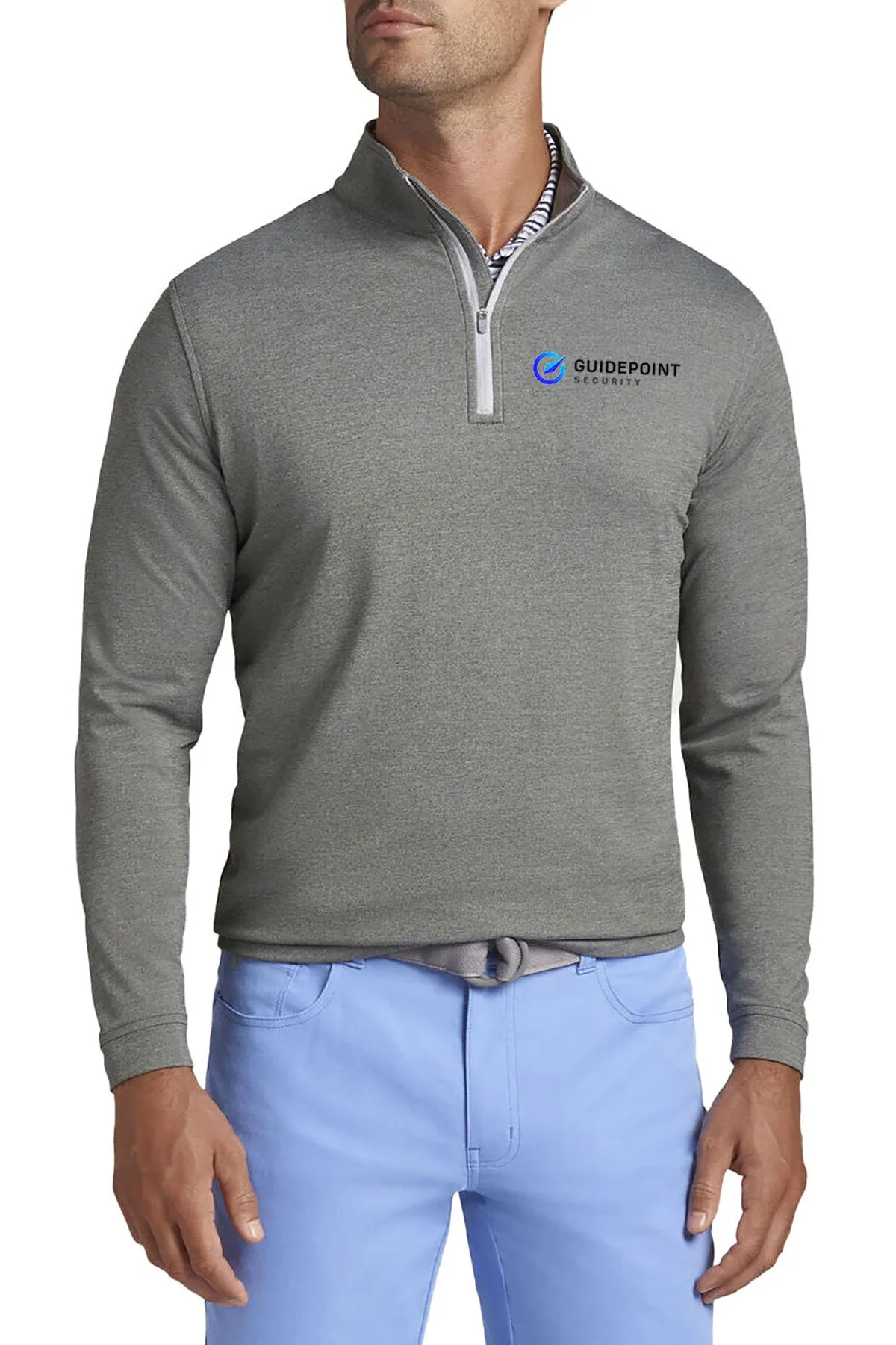 Peter Millar Perth Melange Quarter-Zip, Smoke [GuidePoint Security]