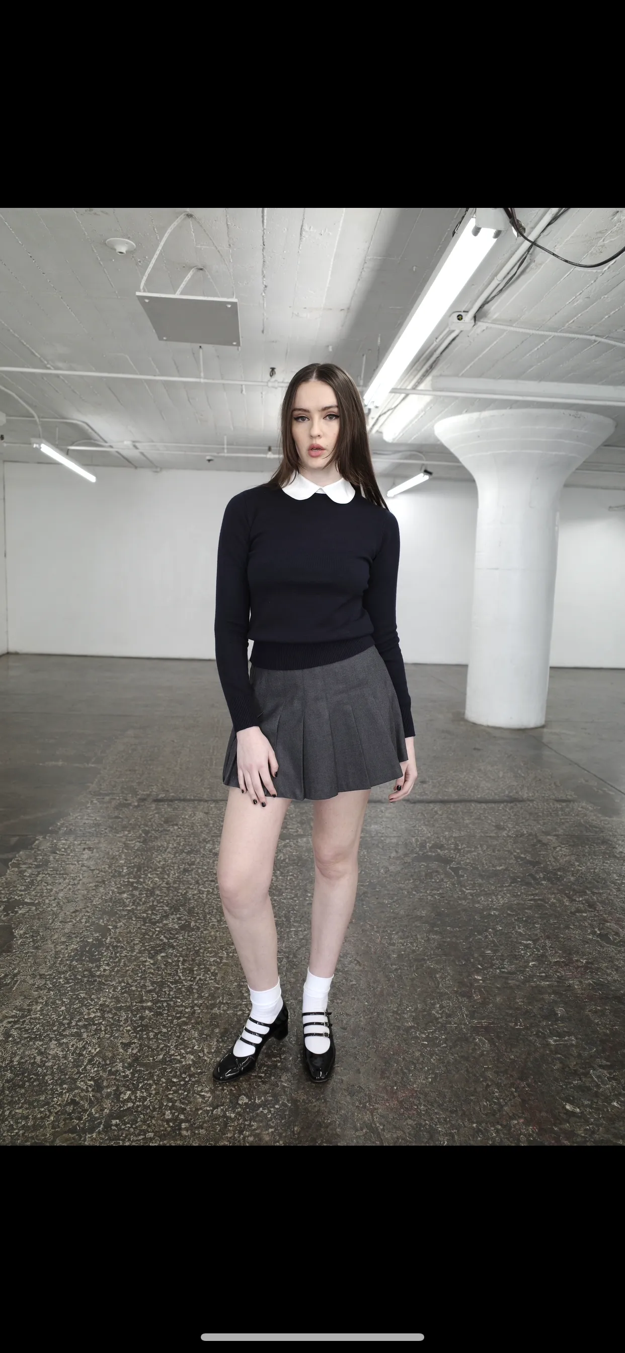 Peter Pan Collar Pullover ( Navy)