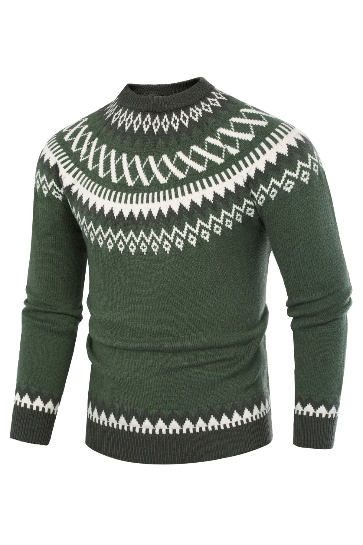 PJ Paul Jones Men's Fair Isle Crewneck Sweater Vintage Casual Pattern Knit Long Sleeve Pullover Sweater