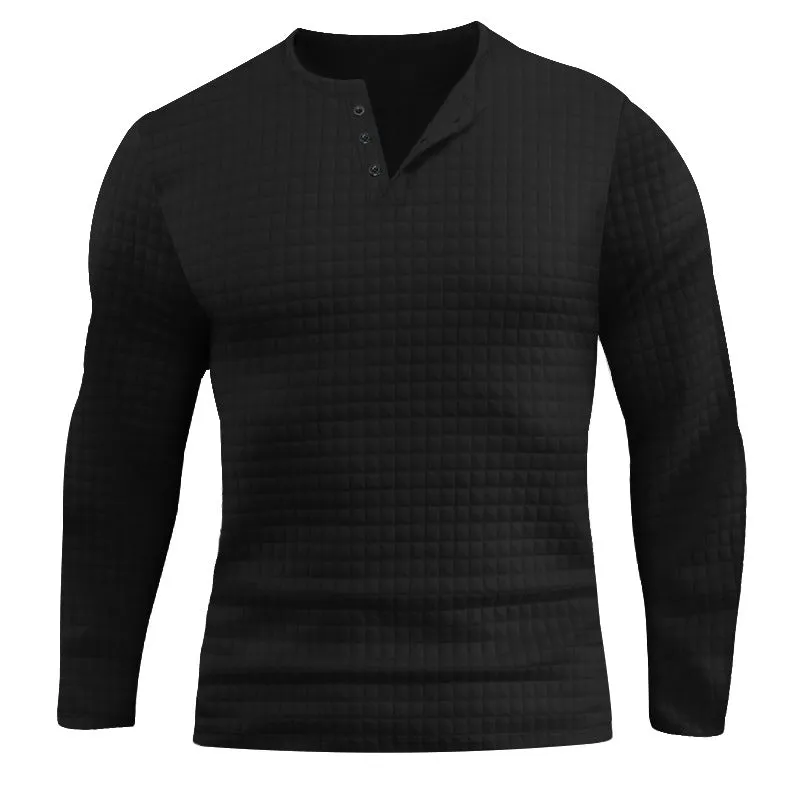 Plaid Slim-fit Breathable Men's Long-sleeved T-shirt