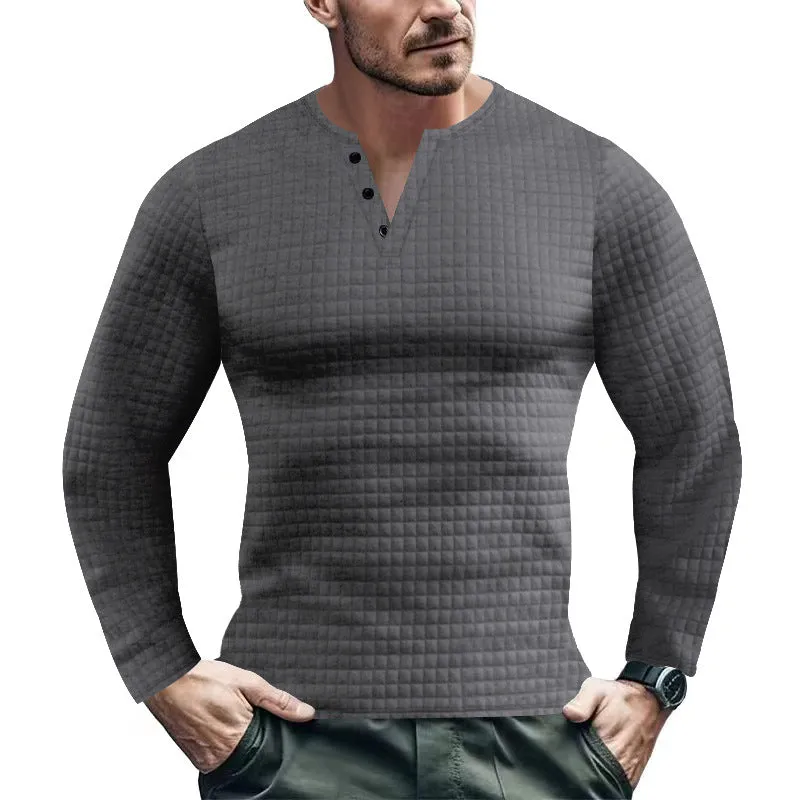 Plaid Slim-fit Breathable Men's Long-sleeved T-shirt