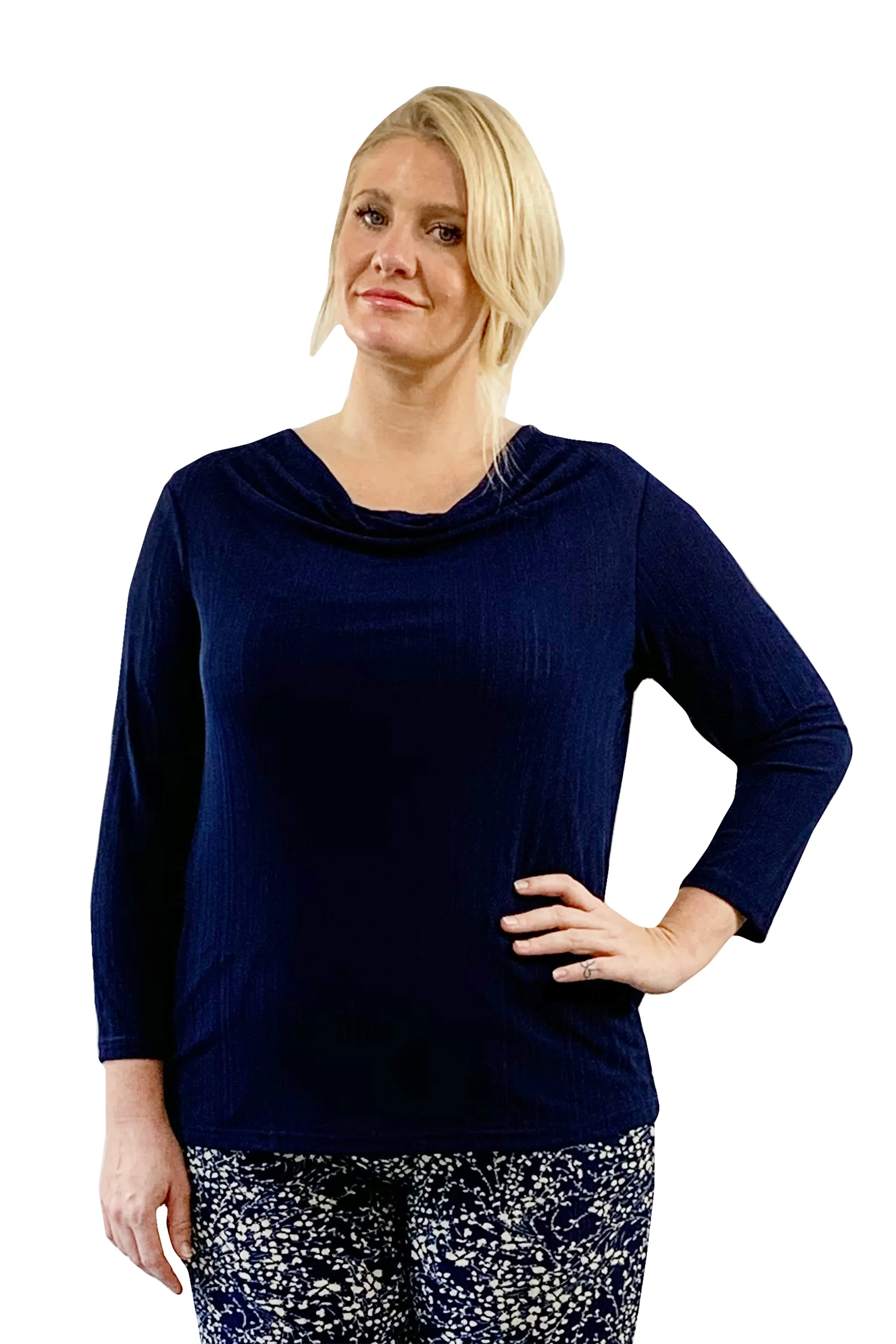 Plus Size La Cera Solid Cowl Neck Top