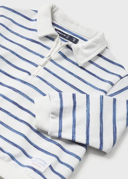 Polo Collar Pullover - Ink Stripes