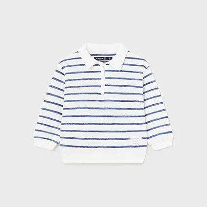 Polo Collar Pullover - Ink Stripes