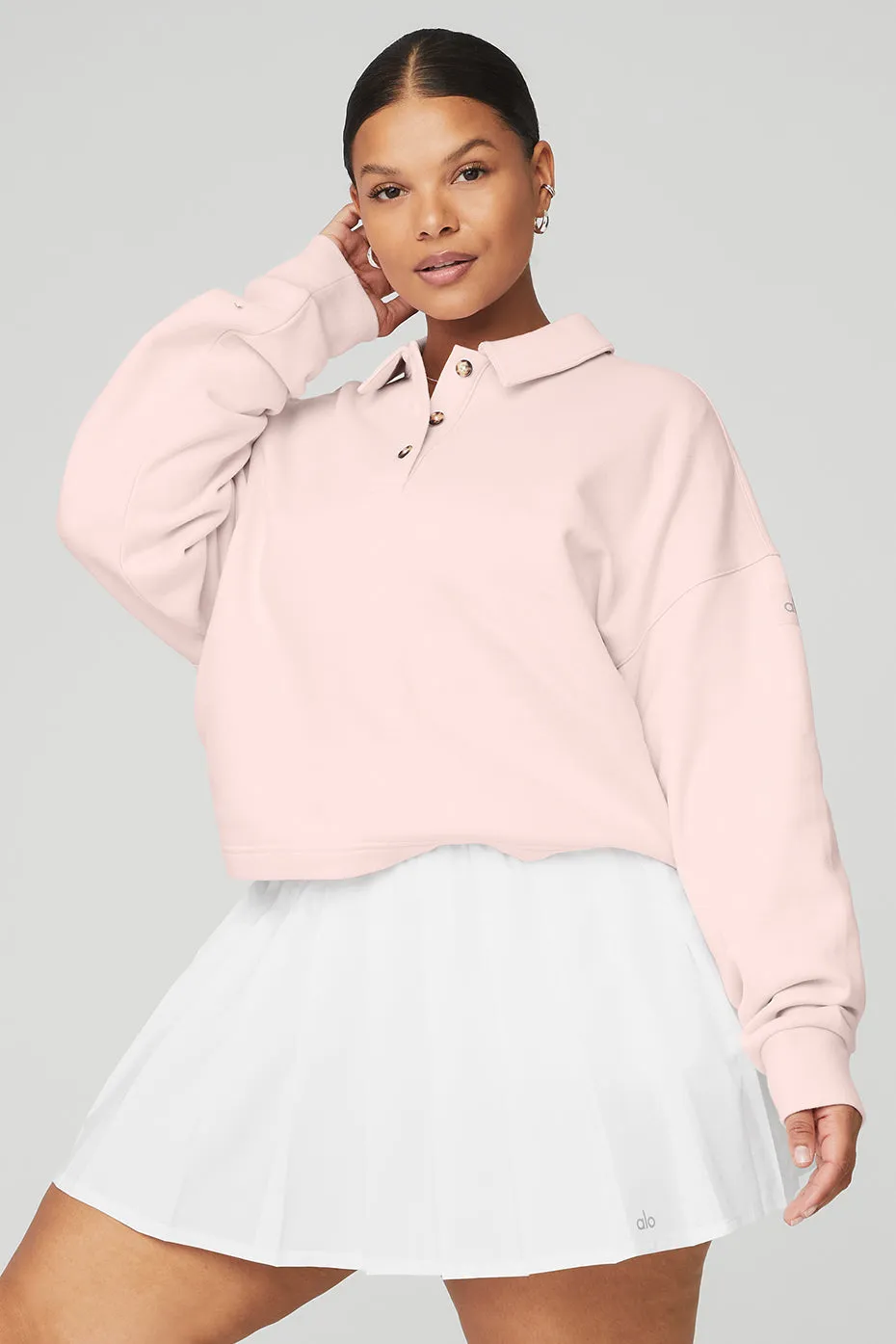 Polo Henley Pullover - Pink Sugar