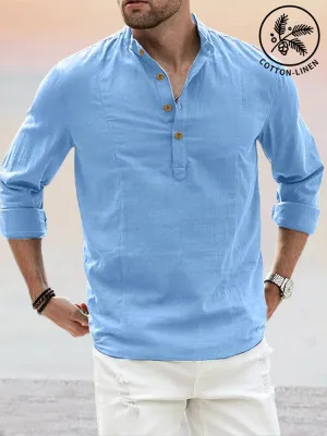 Premium Stand Collar Cotton Linen Shirt