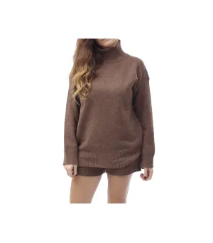 Pullover A Collo Alto - Marrone