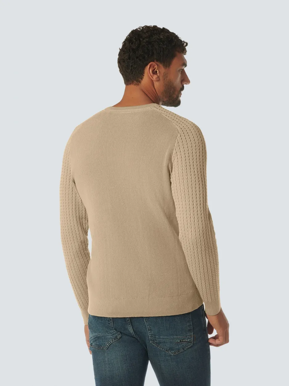 Pullover Crewneck Solid Jacquard Rib | Stone