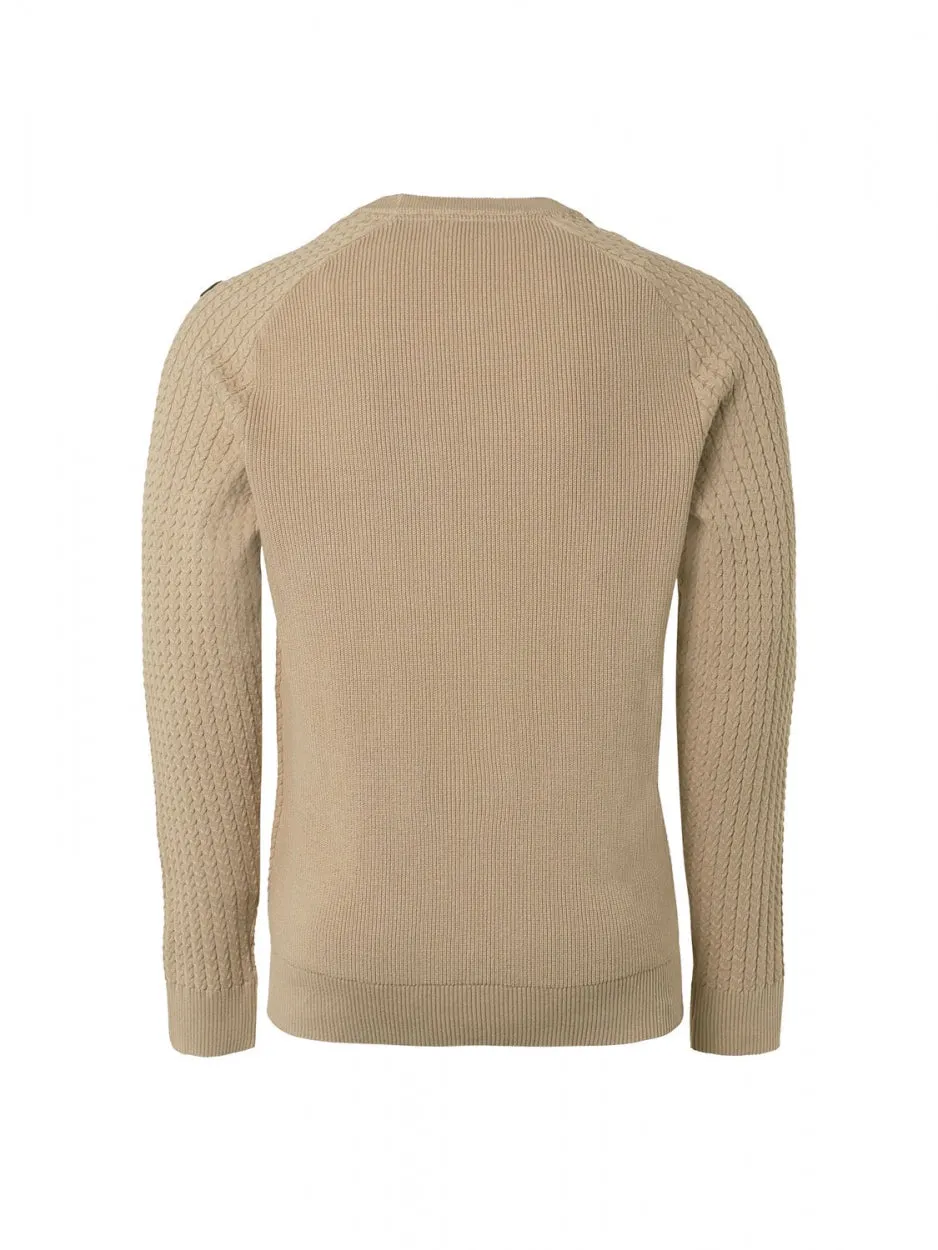 Pullover Crewneck Solid Jacquard Rib | Stone