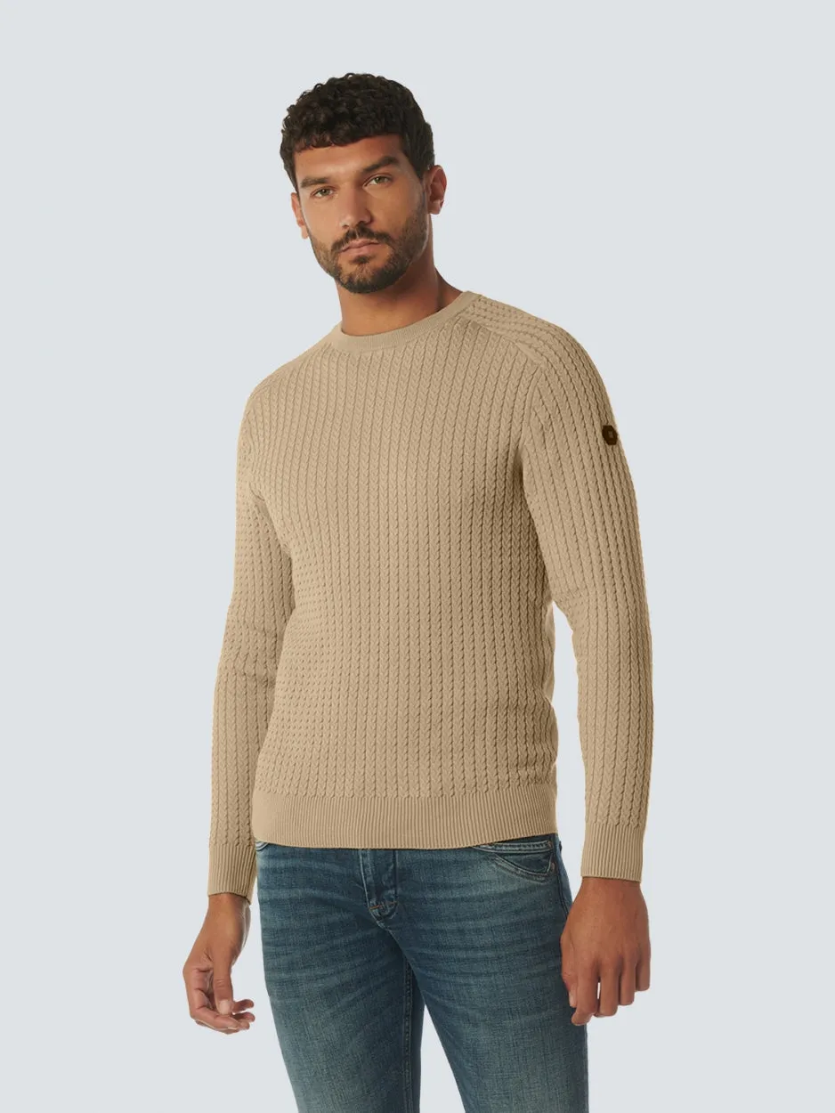 Pullover Crewneck Solid Jacquard Rib | Stone