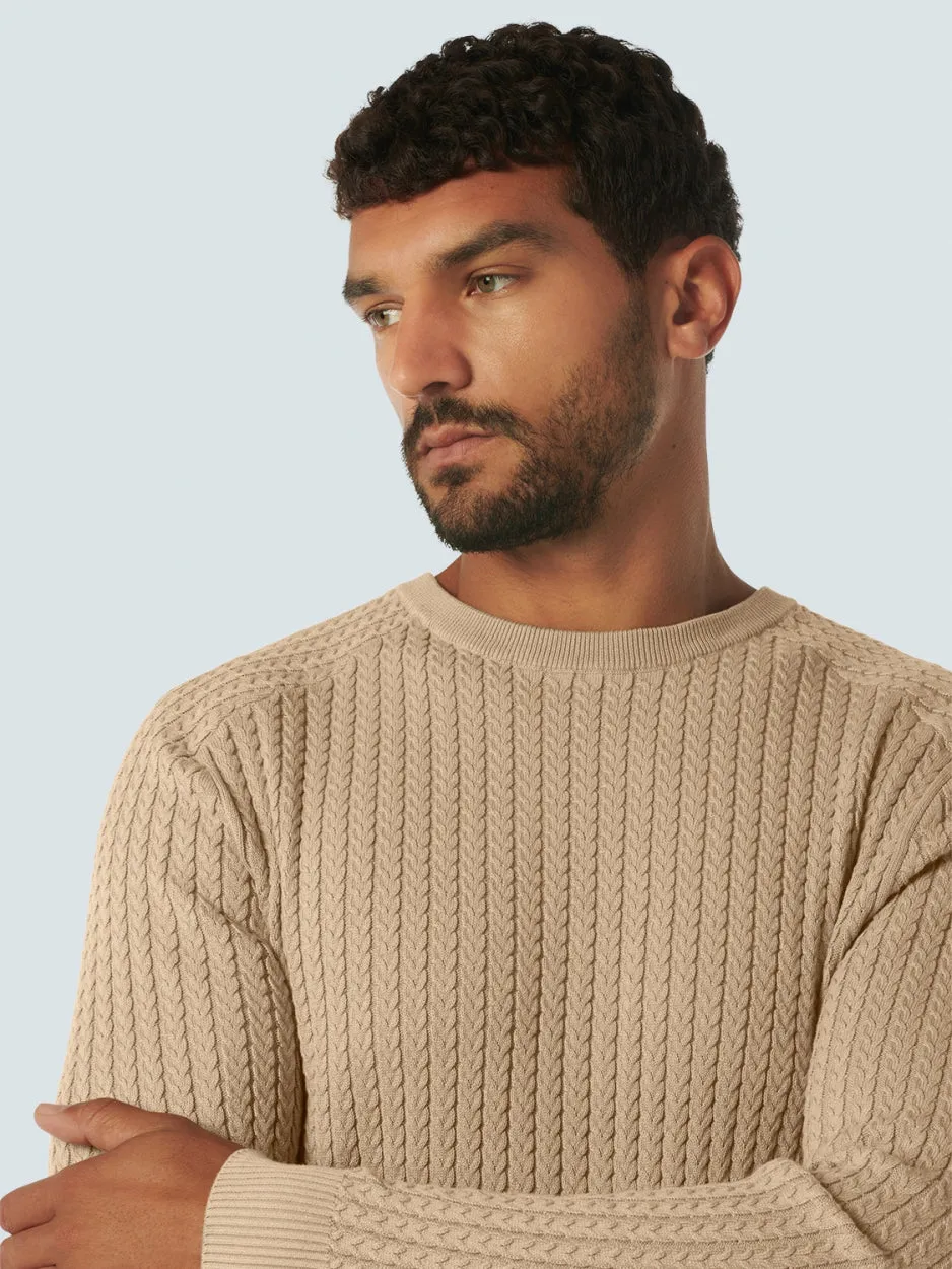 Pullover Crewneck Solid Jacquard Rib | Stone