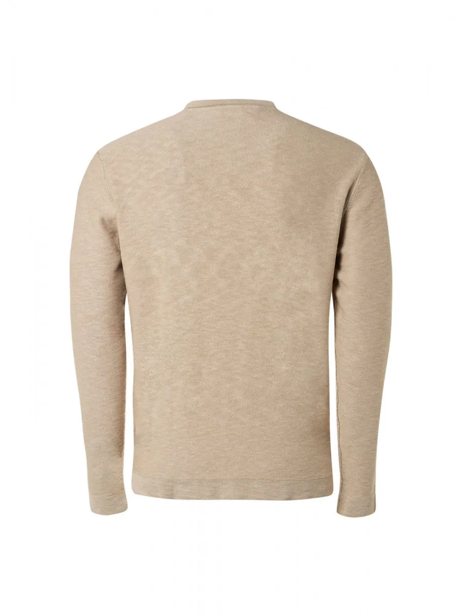 Pullover Granddad Garment Dyed With Linen | Sand