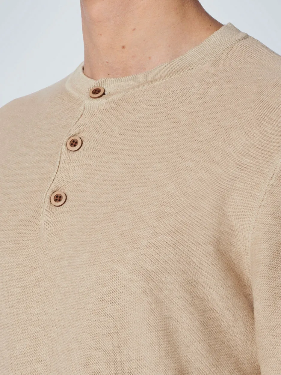 Pullover Granddad Garment Dyed With Linen | Sand