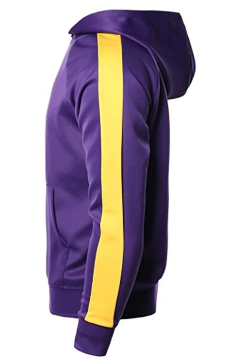 Purple With Yellow Stripe Pullover Hoodie Jacket