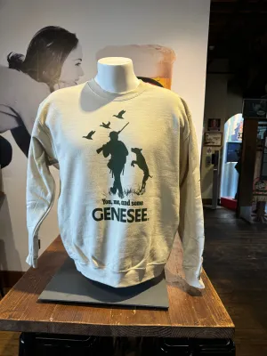 "You Me and Genesee"  Hunting Crew Neck Pullover Tan