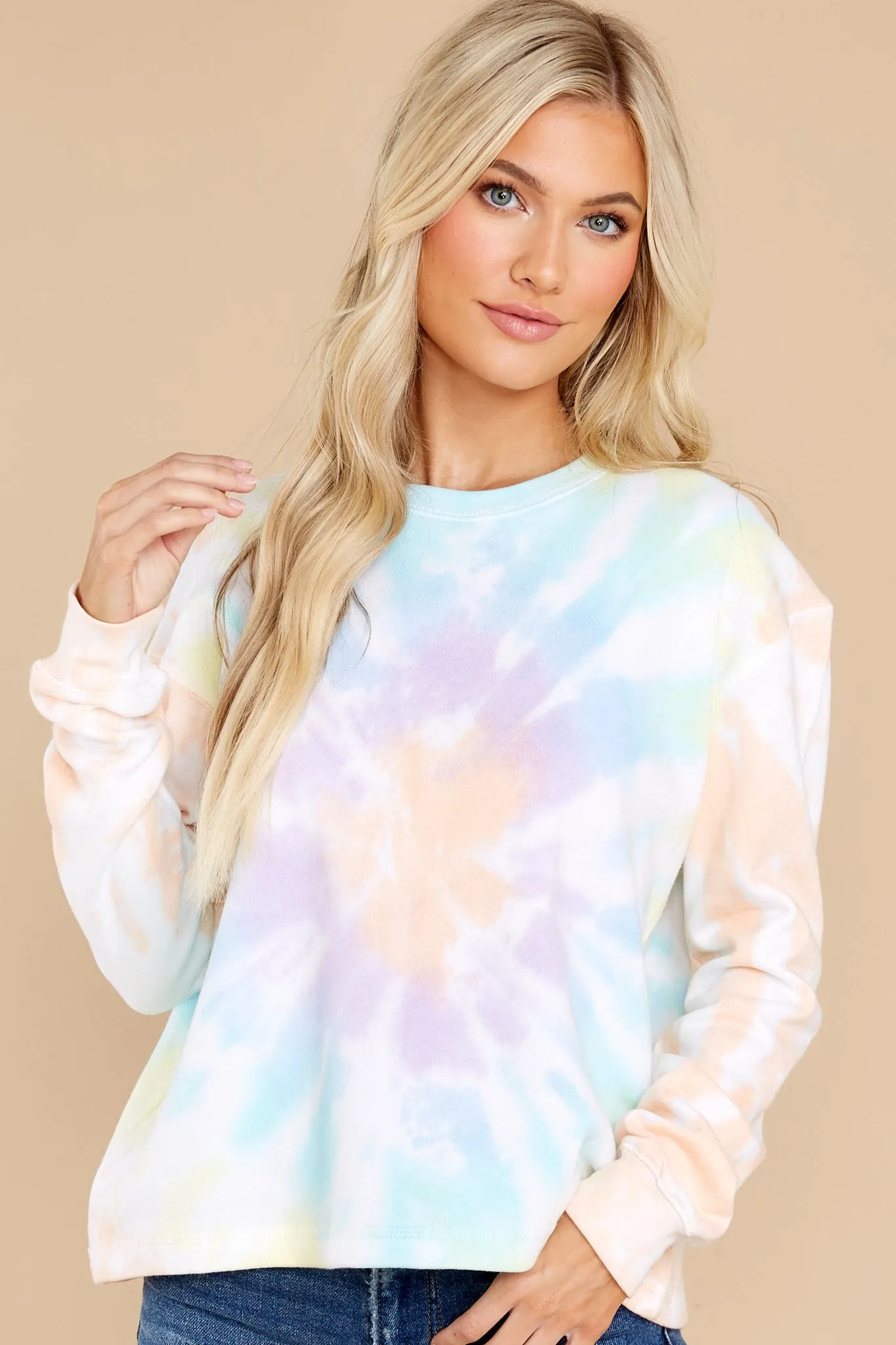 Ray Of Sunshine Coral Gem Tie Dye Pullover