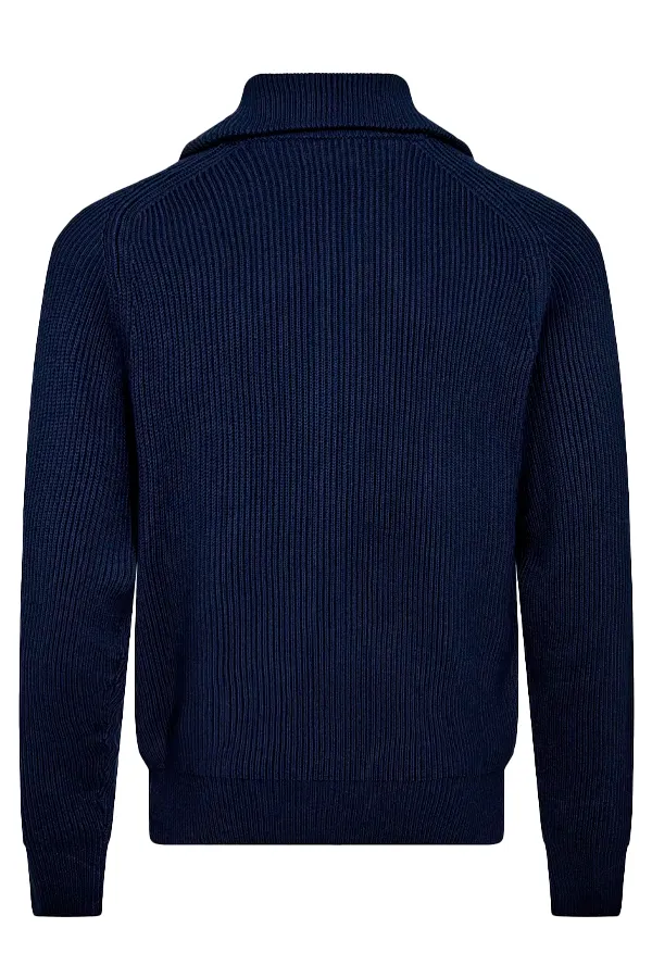 Resteröds Full-Zip Knit Pullover Navy