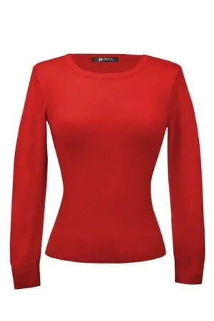 Retro Crew Neck Sweater - Red