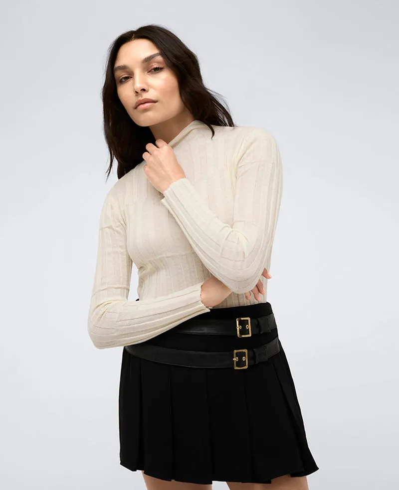 Ribbed Long Sleeve Mock Neck Sweater