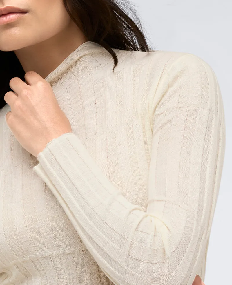 Ribbed Long Sleeve Mock Neck Sweater