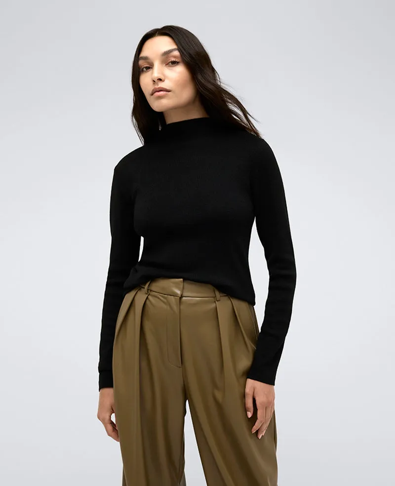 Ribbed Mock Neck Pullover Sweater