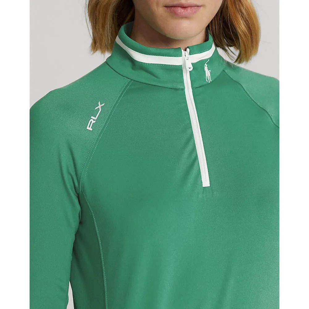 RLX Ralph Lauren Women's Jersey Quarter Zip Golf Pullover - Raft Green/Pure White