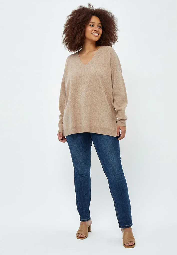 Rosalia Knit Pullover Curve - Warm Sand Melange