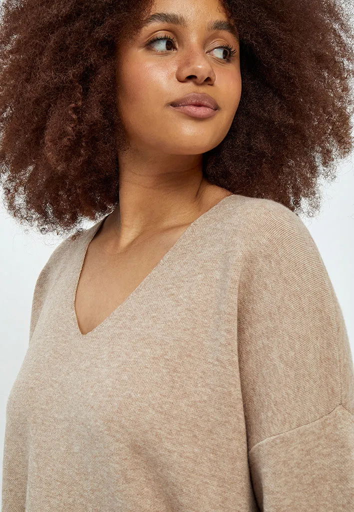 Rosalia Knit Pullover Curve - Warm Sand Melange