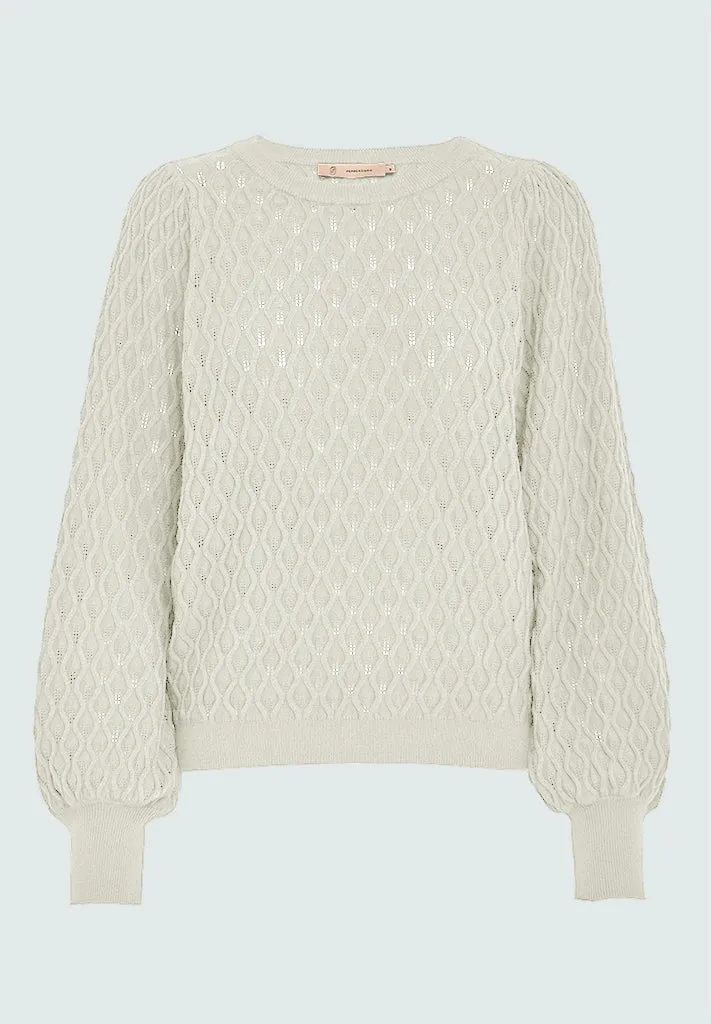 Rosalia Puff Sleeve Knit Pullover - Cloud Dancer