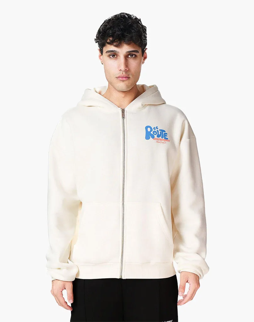 ROUTE 66 ZIP-HOODIE (CREAM WHITE)