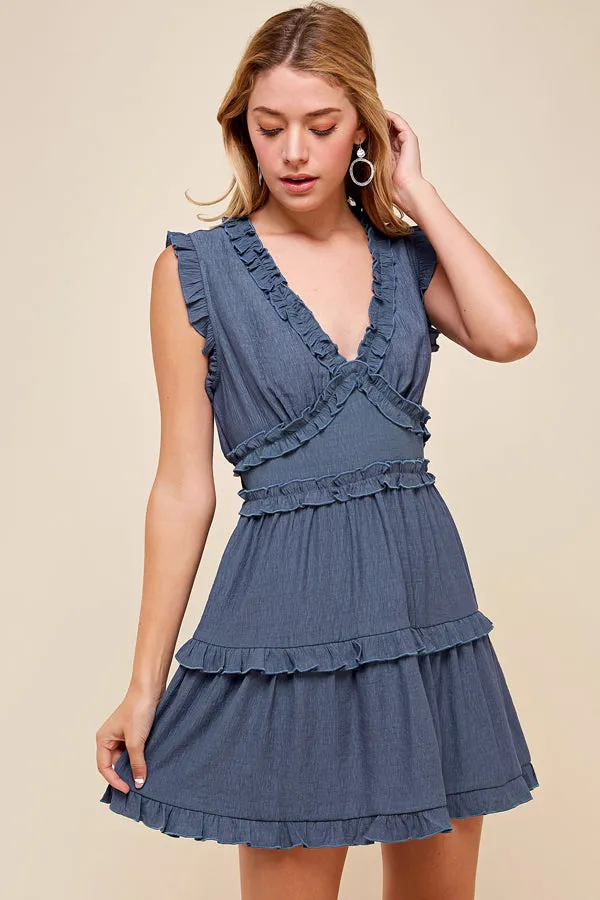 Ruffle V-Neck Dress