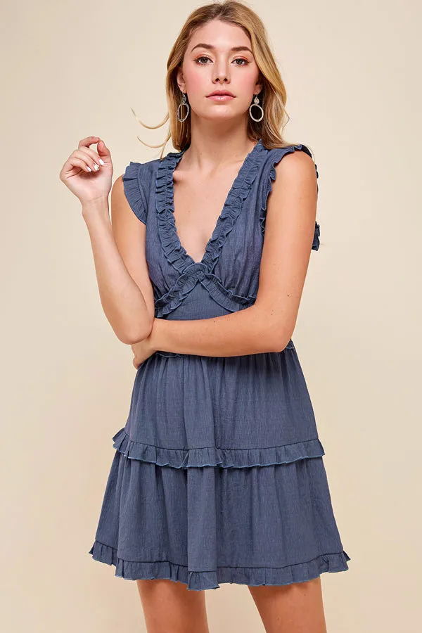 Ruffle V-Neck Dress