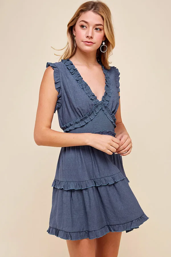 Ruffle V-Neck Dress