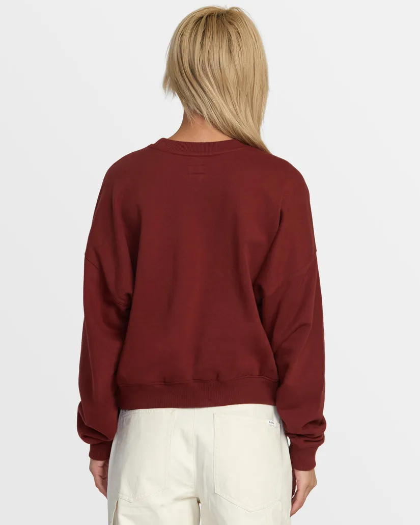 RVCA COURT CREW SWEATSHIRT - MADDER BROWN