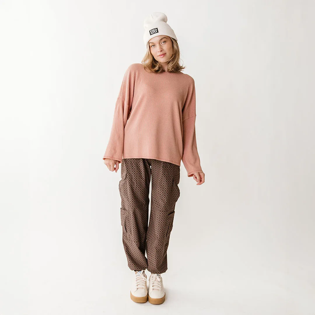 Sabrina Ribbed Pullover, Dusty Rose