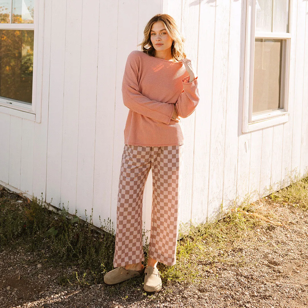 Sabrina Ribbed Pullover, Dusty Rose