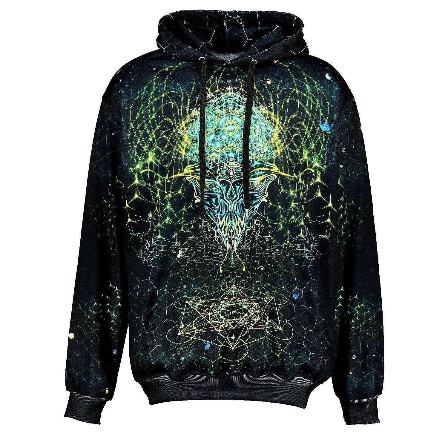 Sacred Geometry Hoodie | UV Hoodie | Fractal Hoodie | Psy Clothing | Festival Hoodie | Psychedelic Sweater | Alien Mind - UV (HD)