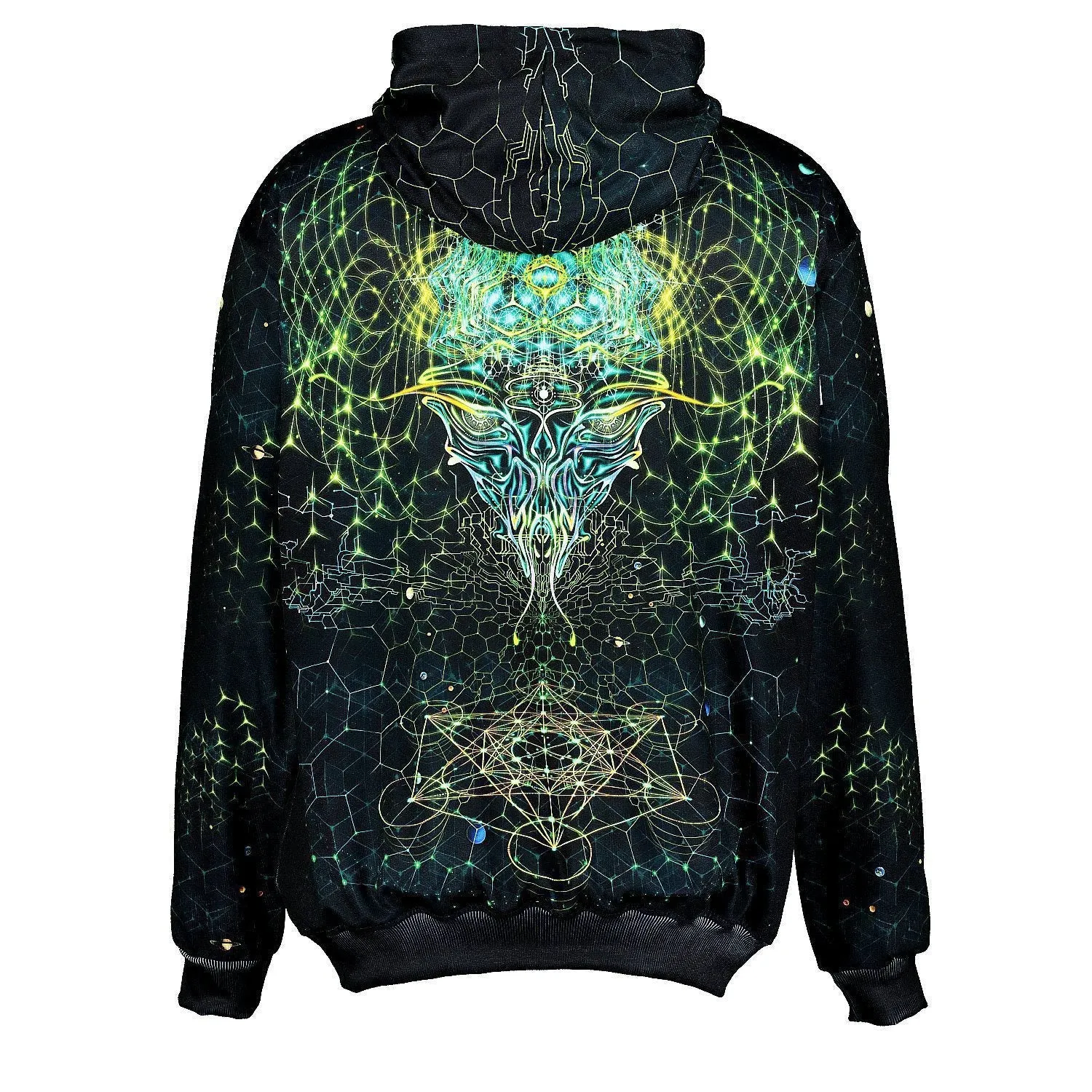 Sacred Geometry Hoodie | UV Hoodie | Fractal Hoodie | Psy Clothing | Festival Hoodie | Psychedelic Sweater | Alien Mind - UV (HD)