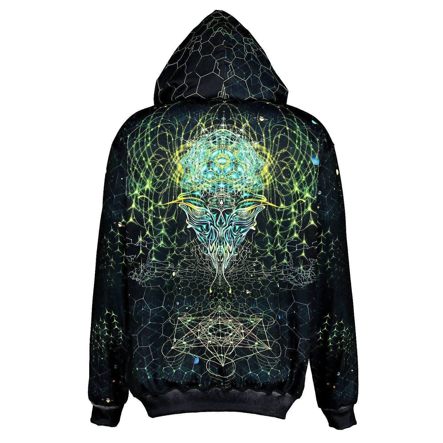 Sacred Geometry Hoodie | UV Hoodie | Fractal Hoodie | Psy Clothing | Festival Hoodie | Psychedelic Sweater | Alien Mind - UV (HD)