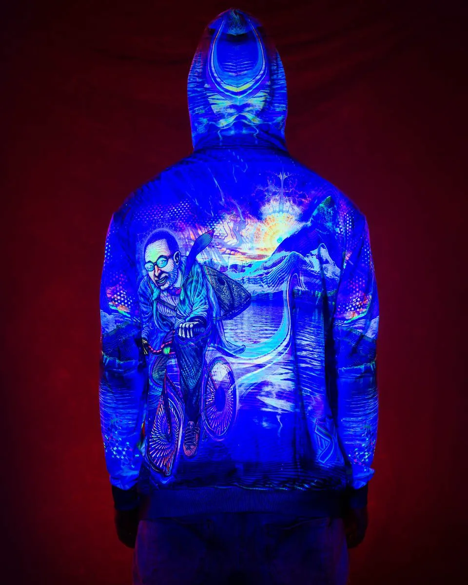 Sacred Geometry Hoodie | UV Hoodie | Fractal Hoodie | Psy Clothing | Festival Hoodie | Psychedelic Sweater | Bicycle Day '77 - UV (HD)