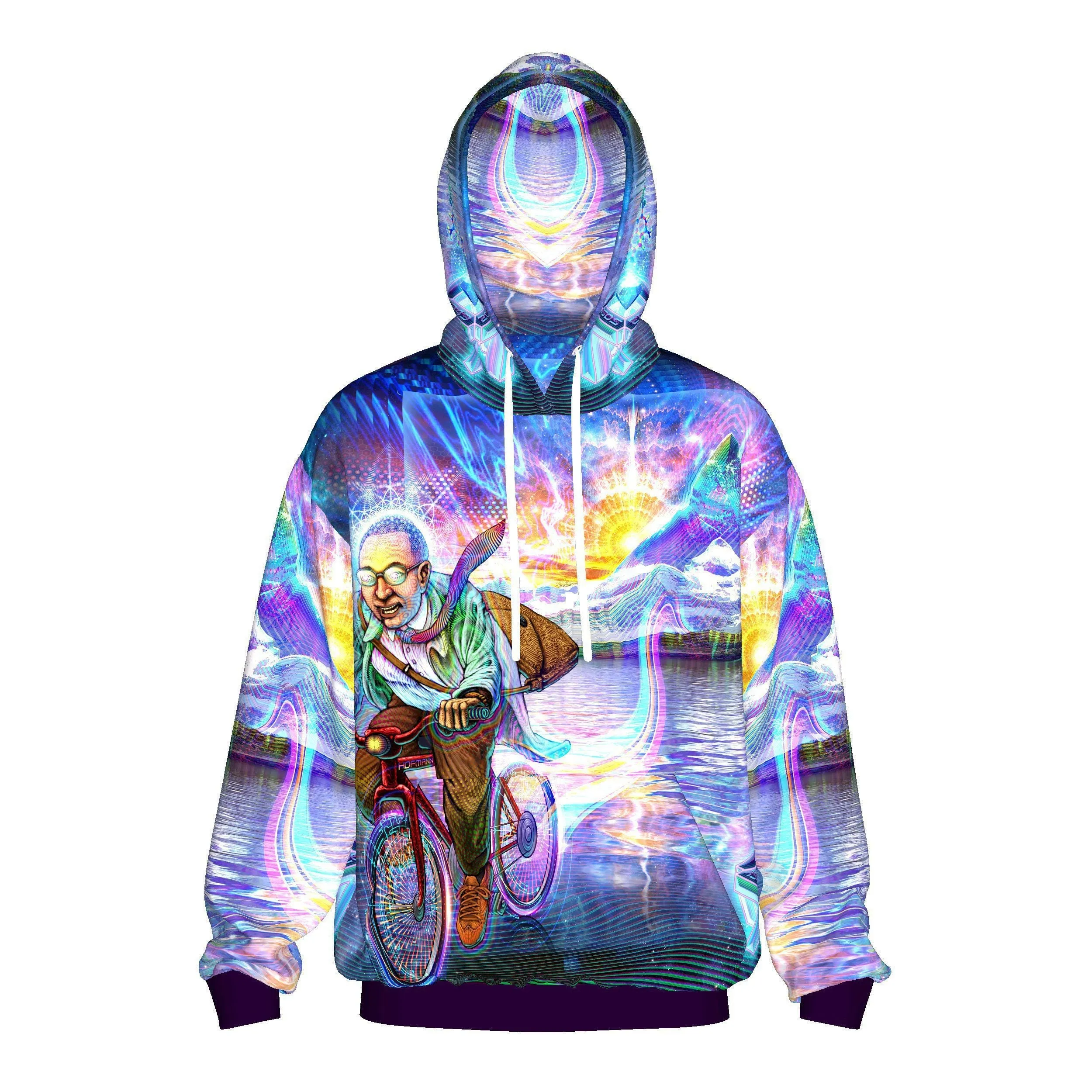 Sacred Geometry Hoodie | UV Hoodie | Fractal Hoodie | Psy Clothing | Festival Hoodie | Psychedelic Sweater | Bicycle Day '77 - UV (HD)