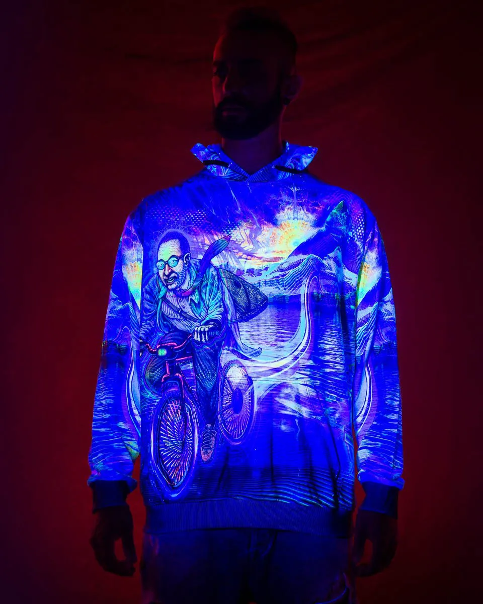 Sacred Geometry Hoodie | UV Hoodie | Fractal Hoodie | Psy Clothing | Festival Hoodie | Psychedelic Sweater | Bicycle Day '77 - UV (HD)