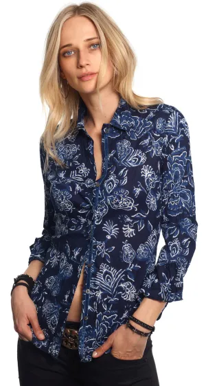 Shangri-la Blue Printed Button Down Shirt by Cino