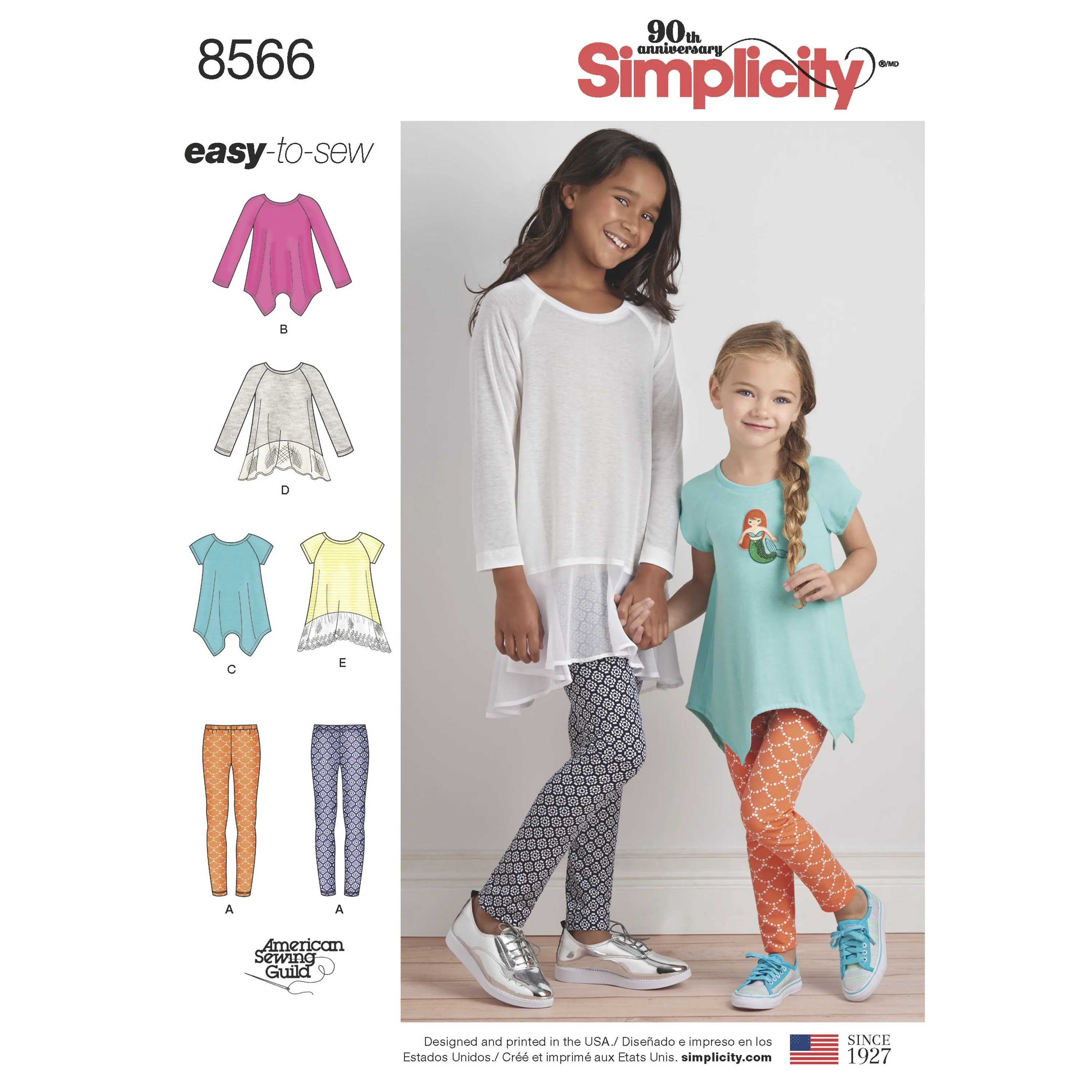 Simplicity Pattern 8566 childs girls tunics leggings