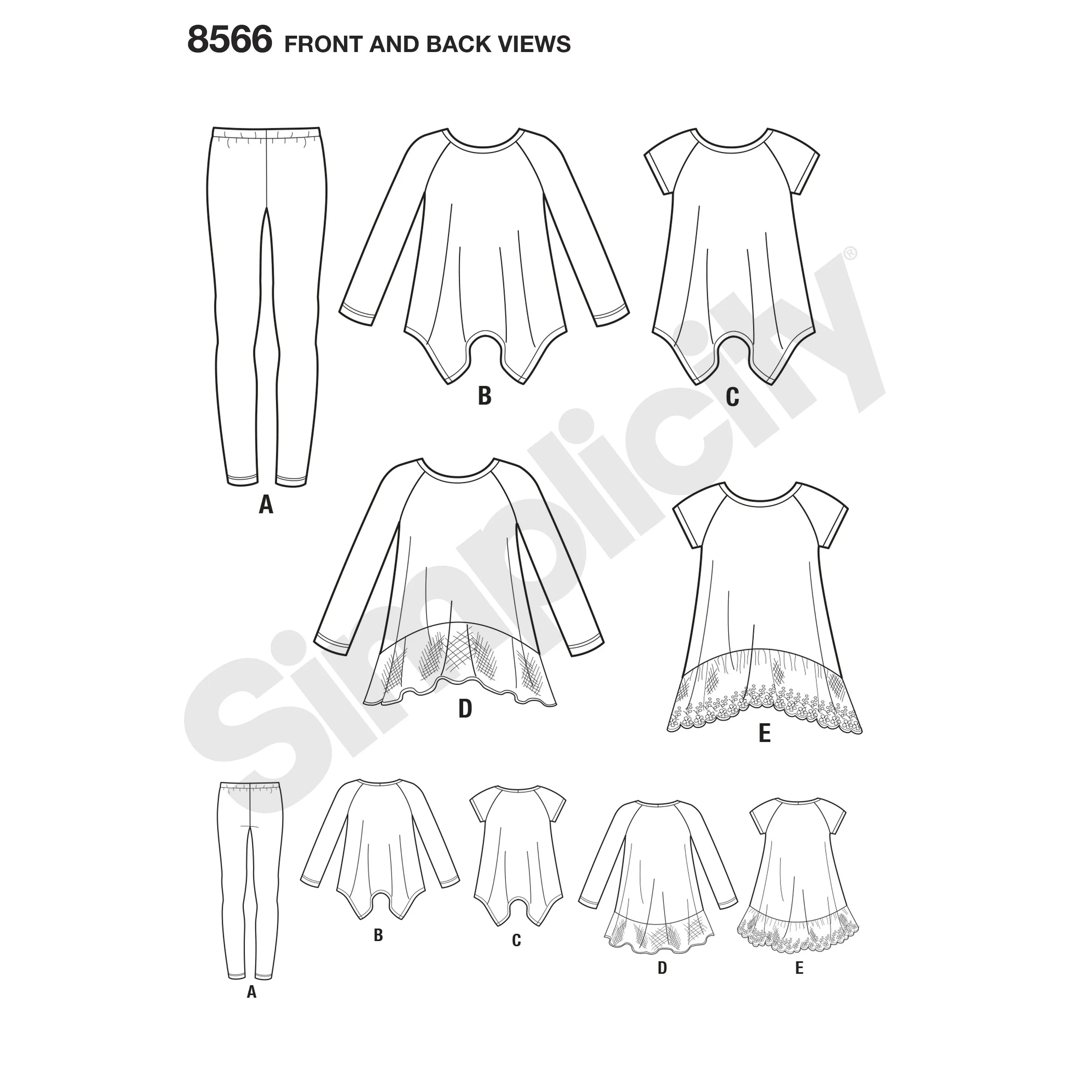 Simplicity Pattern 8566 childs girls tunics leggings