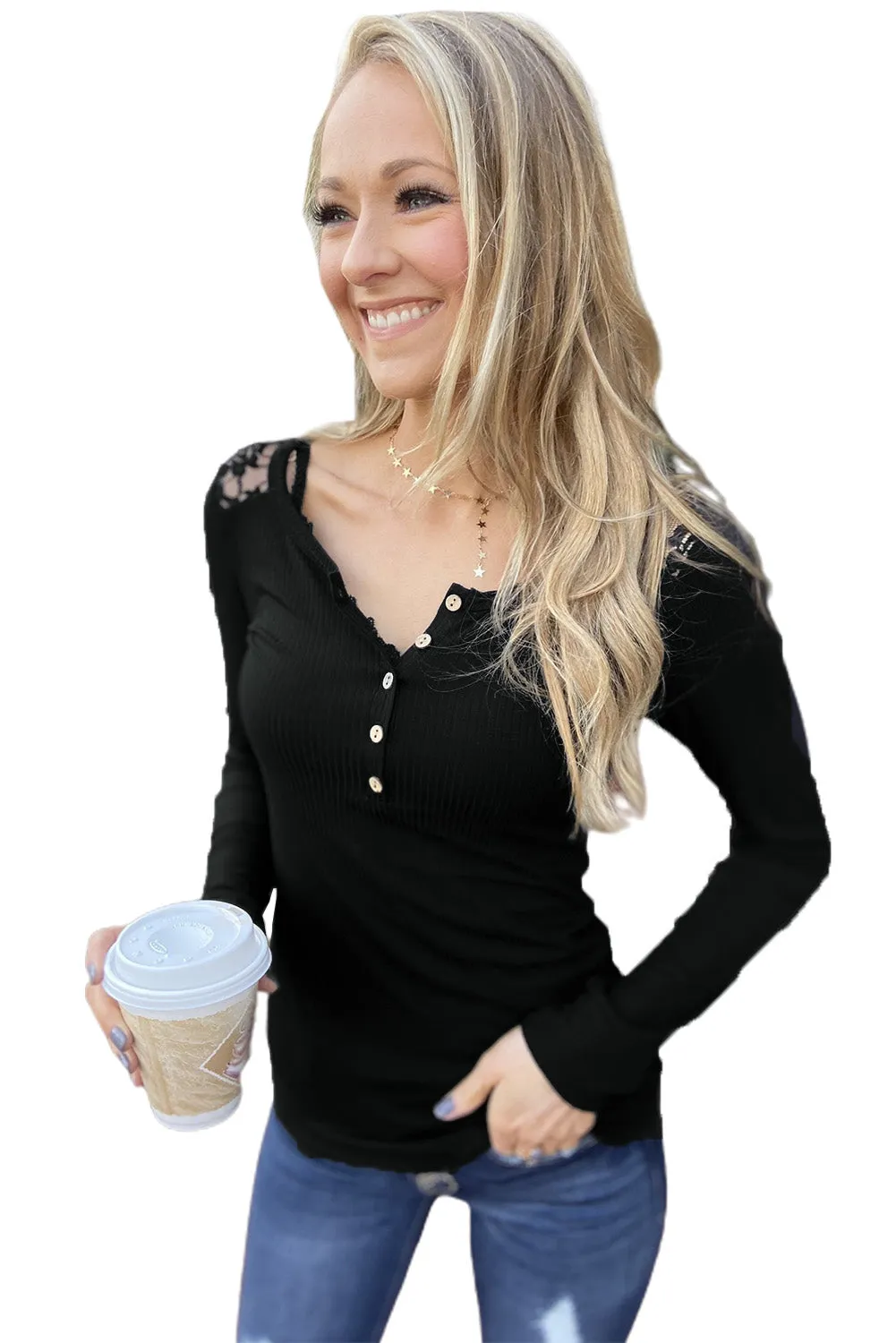 Skin Tight Long Sleeve Henley Top